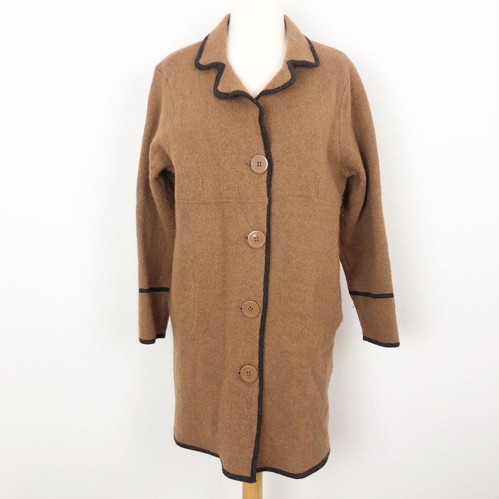 Emma James Brown Wool Trench Coat Size L